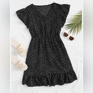 SHEIN VCAY V-neck Polka Dot A-line
Dress SHEIN